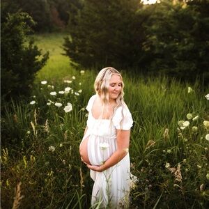 Maternity Cinderella Ball Gown White Long Sheer Boutique Dress